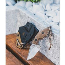 Çelik Damascus Mini Ahşap Kabzalı Bıçak