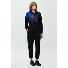 Saks Çizgili Triko Cepli Pantolon