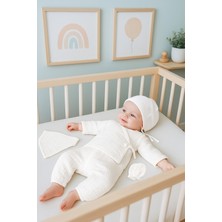 Sitilin Müslin 5'li Kimono Bağcıklı %100 Pamuk Hastane Çıkışı Yenidoğan Bebek Hediye Set 7074