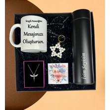 Anneler Gününe Özel Kişiye Özel Kupa Bardak Dijital Göstergeli Termos Yıldız Inci Anahtarlık Melek Kolye Hediye Seti