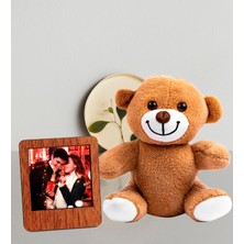 Kişiye Özel 25CM Peluş Ayıcık ve Fotoğraflı Ahşap Çerçeve