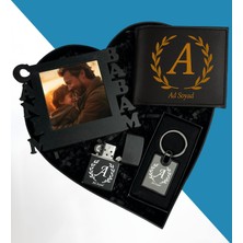 Kişiye Özel Kalp Kutuda Canım Babam Masaütü Çerçeve Metal Çakmak Lüx Anahtarlık Erkek Cüzdan