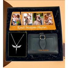 Kişiye Özel Premium Bayan Cüzdan 4 Fotoğraflı Anne Çerçeve Gümüş Kaplama Melek Kolye