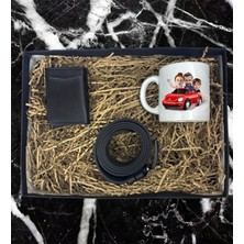 Kişiye Özel Aile Karikatür Tasarımlı Kupa Bardak Mekanizmalı Cüzdan Kemer Özel Hediye Seti