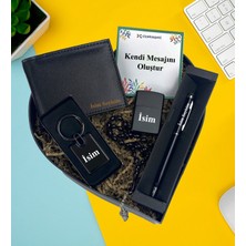 Kişiye Özel Premium Kalp Kutu Erkek Cüzdan Zippo Cakmak Metal Lüx Anahtarlık Tesbihtouch Pen Kalem Erkek Hediye Set