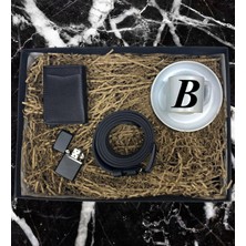 Kişiye Özel Premium Baş Harf Tasarımlı Türk Kahve Fincanı Mekanizmalı Cüzdan Kemer Çakmak Özel Hediye Seti