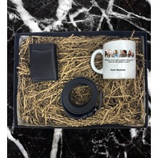 Kişiye Özel 4 Fotoğraflı Isim Soyisim Tasarımlı Kupa Bardak Mekanizmalı Cüzdan Kemer Özel Hediye Seti