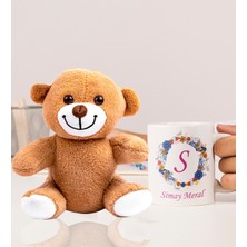 Kişiye Özel 25CM Peluş Ayıcık ve Baş Harf Isim  Soyisim Tasarımlı Beyaz Kupa