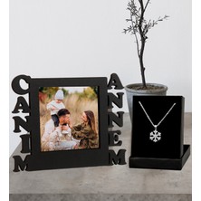 Annelere Özel Canım Annem Tasarımlı Fotoğraflı Çerçeve ve Kartanesi Kolye Set