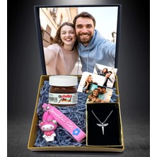 Kişiye Özel Fotoğraflı New Hediye Seti Nutella Çikolata Hello Kity Anahtarlık Anı Fotoğrafı Kolye Hediye Kutusu