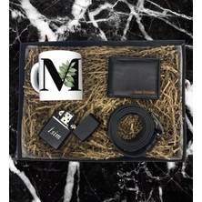 Kişiye Özel Premium Baş Harf Kupa Bardak Cüzdan Kemer Çakmak Özel Hediye Seti