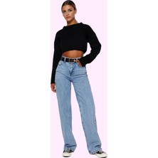 Kadın Yüksek Bel Geniş Paça Jean Pantolon Pamuk Günlük Kombinler Yaz Aylarının Vazgeçilmezi