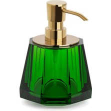 System Banyo Aksesuarları Cyrstal Bath Accessory Soap Dispenser Green|Gold Color 150 ml | 148x120x120 mm