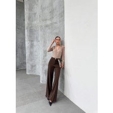 Yüksek Bel Straight Fit Palazzo Pantolon