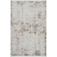 Cool Halı Nevada 2506 Krem Vizon Geometrik Desenli Halı Makine Dokuma Yumuşak Ev Oda Salon Oturma Odası Halısı