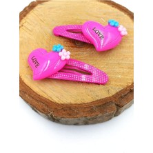 Monalisa Home Pembe Renk Kalp Figürlü Çıt Çıt Çocuk Tokası