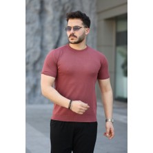 Erkek Viskon Kumaş Bisiklet Yaka Basic Tişört