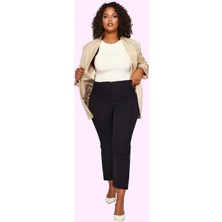 Kadın Dokuma Pantolon Yüksek Bel Fermuarlı Ofis Şıklığı Günlük Kullanım Yaz Aylarının Vazgeçilmezi