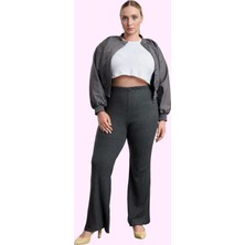 Kadın Düz Desenli Yüksek Bel Flare Pantolon Rahat ve Şık Kışlık Yaz Aylarının Vazgeçilmezi