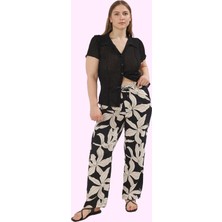 Kadın Çok Desenli Yüksek Bel Wide Leg Dokuma Pantolon Günlük Stil Yaz Aylarının Vazgeçilmezi