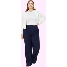 Kadın Yüksek Bel Geniş Paça Pantolon Polyester Elastan Ofis Şıklığı Yaz Aylarının Vazgeçilmezi