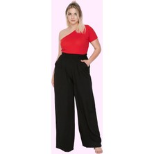Kadın Düz Desen Wide Leg Pantolon Rahatlık ve Şıklık Bir Arada Tüm Sezonlar Günlük Kullanım