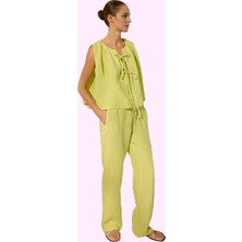 Kadın Yazlık Keten Wide Leg Pantolon Yüksek Bel Düz Desen Günlük Stil Yaz Aylarının Vazgeçilmezi