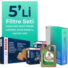 Bosch Fiat Egea 1.3 Dizel Filtre Bakım Seti Castrol Motor Yağlı (2019-2023) 5 Li