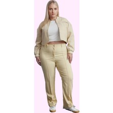 Kadın Düz Desenli Yüksek Bel Geniş Paça Pantolon Günlük ve Iş Hayatı Yaz Aylarının Vazgeçilmezi