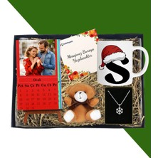 Kişiye Özel Dikey Renkli Masaüstü Her Ay Için Özel 12 Fotoğraflı Masa Takvim ve Kupa Bardak Peluş Ayıcık Kartanesi Gümüş Kaplama Kolye