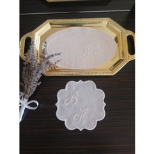 Kişiye Özel Harf Nakışlı Söz&nişan Mendili, Tepsi Örtüsü, Damat Kahve Peçetesi