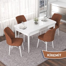 Canisa Concept Nef Serisi 70X114 Açılabilir Mdf Mutfak Masa Takımı Beyaz Masa ve 4 Sandalye