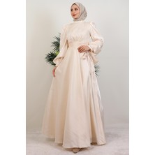 Manolya Organze Abiye Krem