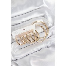 Pirinç Halka Model Gold Renk Kadın Set Küpe