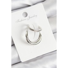 Pirinç Halka Model Gümüş Renk Sağ Kıkırdak Küpe