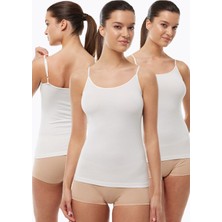 Malabadi Kadın Ekru 3 Lü Paket Modal Ayarlanabilir Ip Askılı Atlet 140