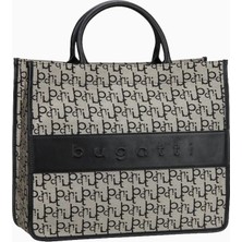 Bugatti Elea Tote Çanta, Kadınlara Özel Şık ve Lüks Jakarlı Kumaşlı, Dana Derisi Detaylı