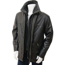 Hakiki Deri Kahverengi Fermuarlı Yandan Cepli Erkek Deri Mont