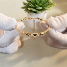 14 Ayar Altın Plakalı Anne Sevgisi Temalı Kalp Motifli Hasır Kordonlu Hediye BILEKLIK-474SEMBOL