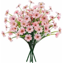 6lı Set Yapay Çiçek Sazlı Mine Pembe Renk 5 Dallı 33CM