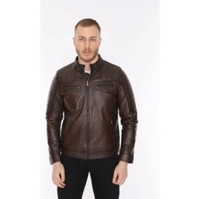 Hakiki Deri Kahverengi Jaune 4 Cepli Erkek Deri Ceket