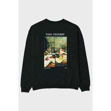 Paul Cezanne Curtain Arka Baskılı Oversize Sweatshirt Erkek Kadın Unisex