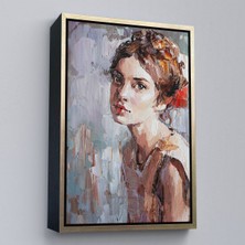 Altın Çerçeveli Masum Genç Kız ,yağlıboya Görünümlü Kanvas Tablo