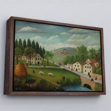 Kahverengi Çerçeveli Rousseau - Bebek Arabaları Pastoral Tablosu