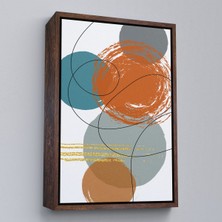 Kahverengi Çerçeveli Renkli Soyut Geometrik Şekiller Tablosu