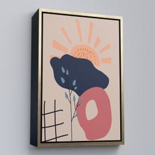 Altın Çerçeveli Soyut Güneş Tablosu