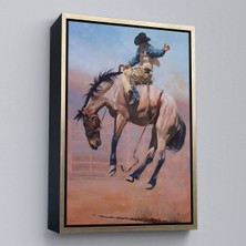 Altın Çerçeveli Zıplayan Atı Ile Kovboy Tablosu