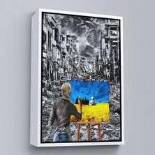 Beyaz Çerçeveli Hayalindeki Ukrayna'yi Çizen Ukraynalı Ressam Tablosu