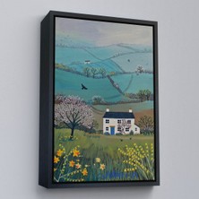 Siyah Çerçeveli Ingiliz Köy Evi Manzarası Duvar Tablosu