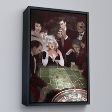 Siyah Çerçeveli 1950 Kumarhane Duvar Tablosu